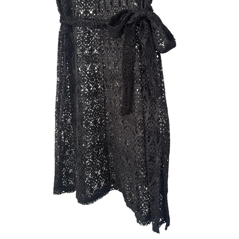 Lace Swim Cover Up Summer Beach Dress With Belt Resortwear Black Size Medium - Picture 9 of 14